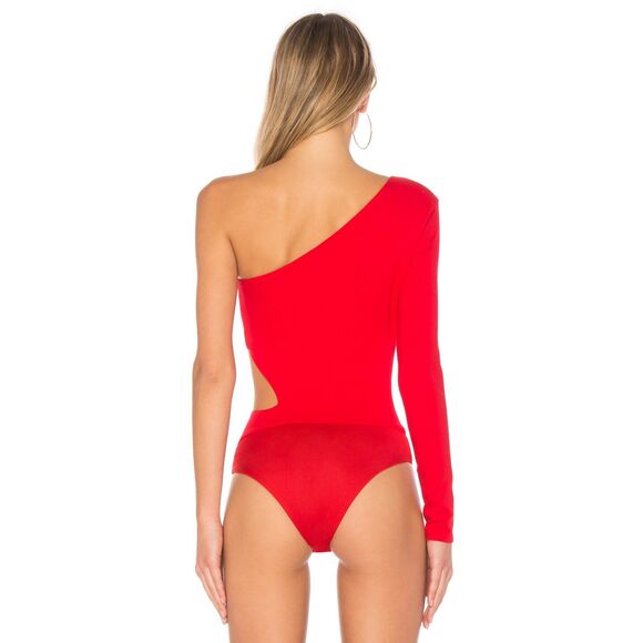 Revolve H:ours Karly Red One Shoulder Cut Out Bodysuit - Picture 3 of 6